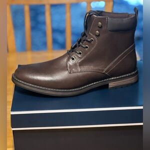 Men's Brown Faux Leather Boots- Club Room
